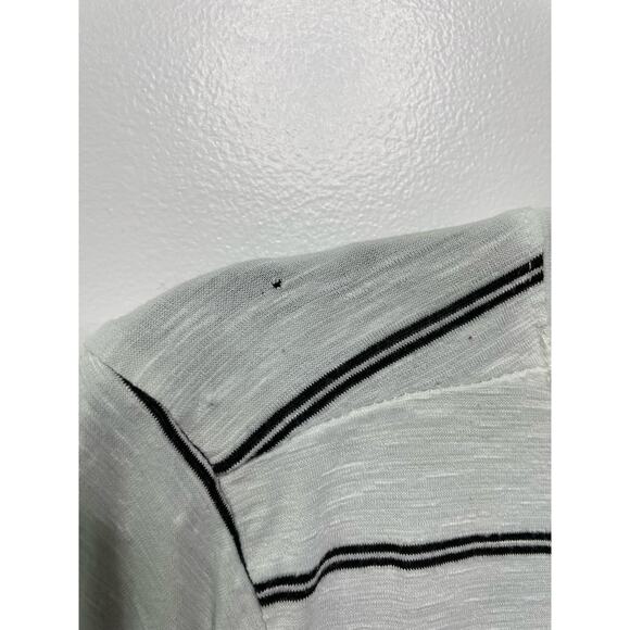 Green Envelope Short Sleeve Horizontal Striped V-Neck T-Shirt White Nautical L - Picture 7 of 10